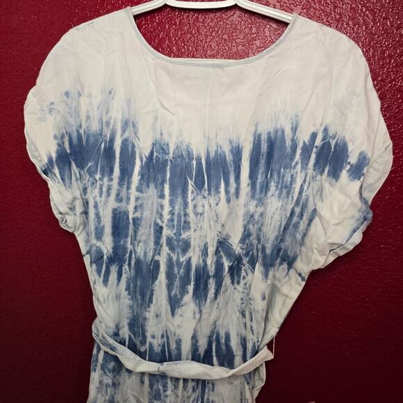 INC International Concepts Lyocell Tie Dye Flowy Bohemian 70s Dress Large - Picture 4 of 14